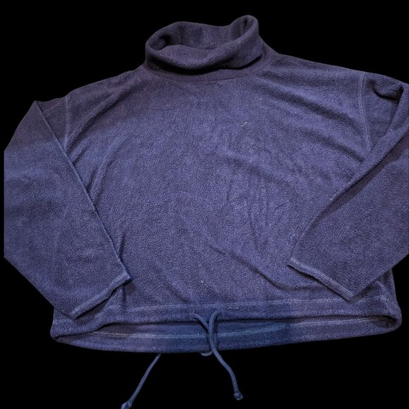 Aerie Navy Blue Fleece Turtleneck Pullover with Drawstring Hem Size XS - Picture 3 of 4